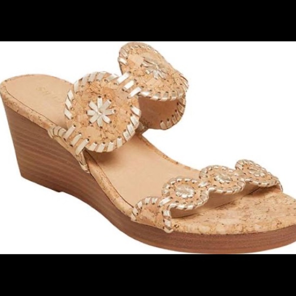 Gold Jack Rogers Lucia Wedge Slide
